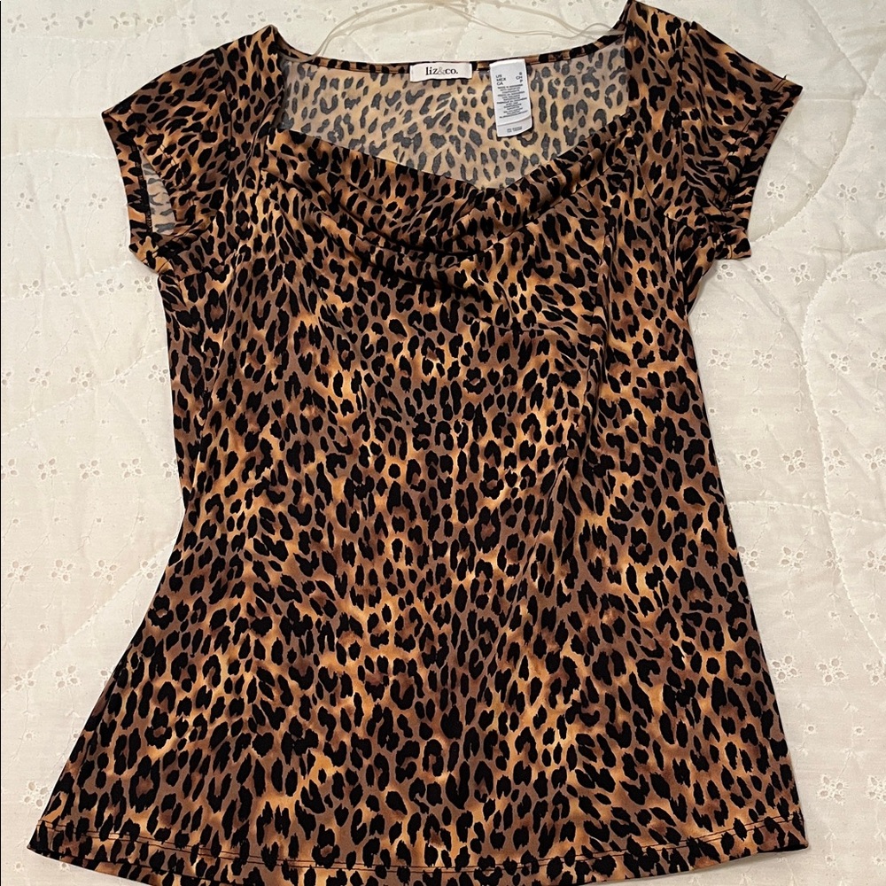 Liz & Co. Leopard Print Women's Blouse